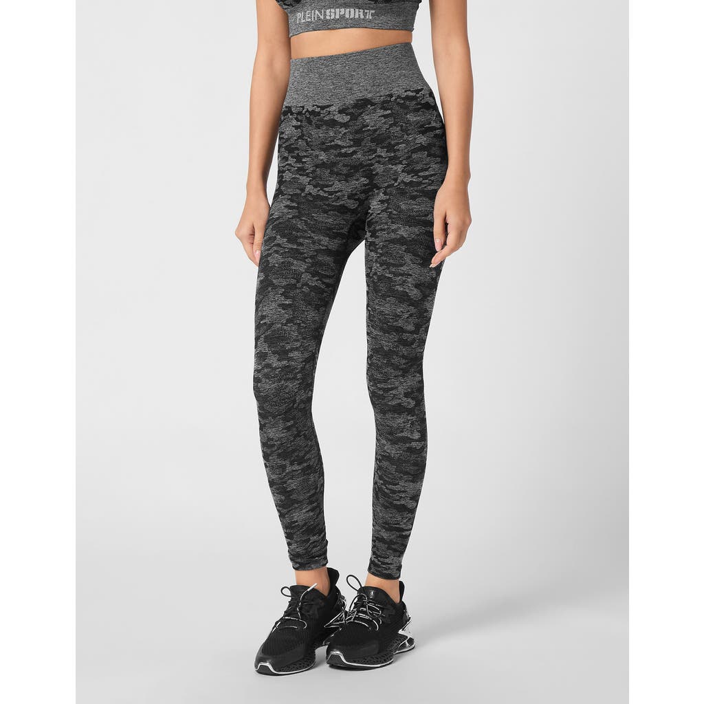 PLEIN SPORT Seamless Sport Leggings Camouflage Women in Black at Nordstrom, Size X-Small