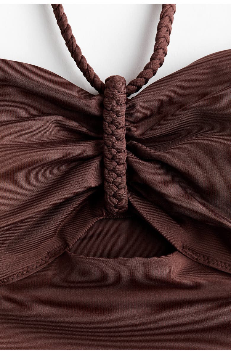 H&M Padded-cup Swimsuit, Alternate, color, Dark Brown