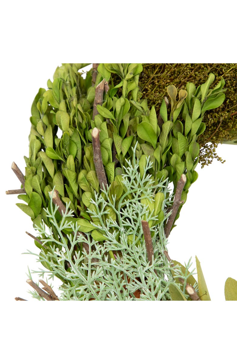Northlight Cedar, Succulent and Day Grass Artificial Spring Wreath, Green -14-Inch, Alternate, color, Green