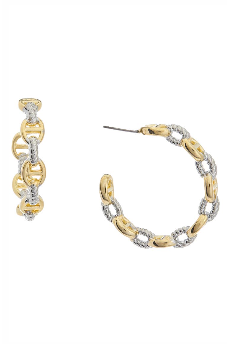 Two-Tone Link Hoop Earrings, Main, color, TWO TONE