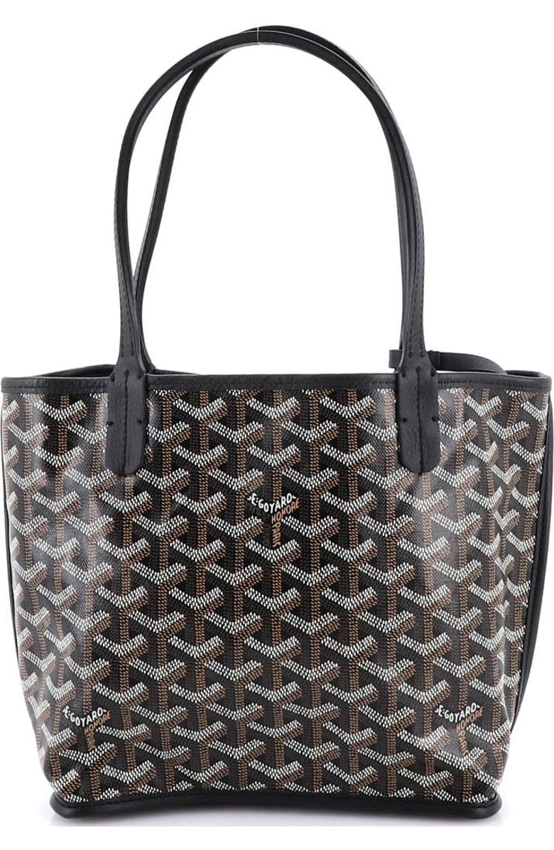 Pre-Owned Goyard Anjou Reversible Tote Coated Canvas Mini, Alternate, color, Black