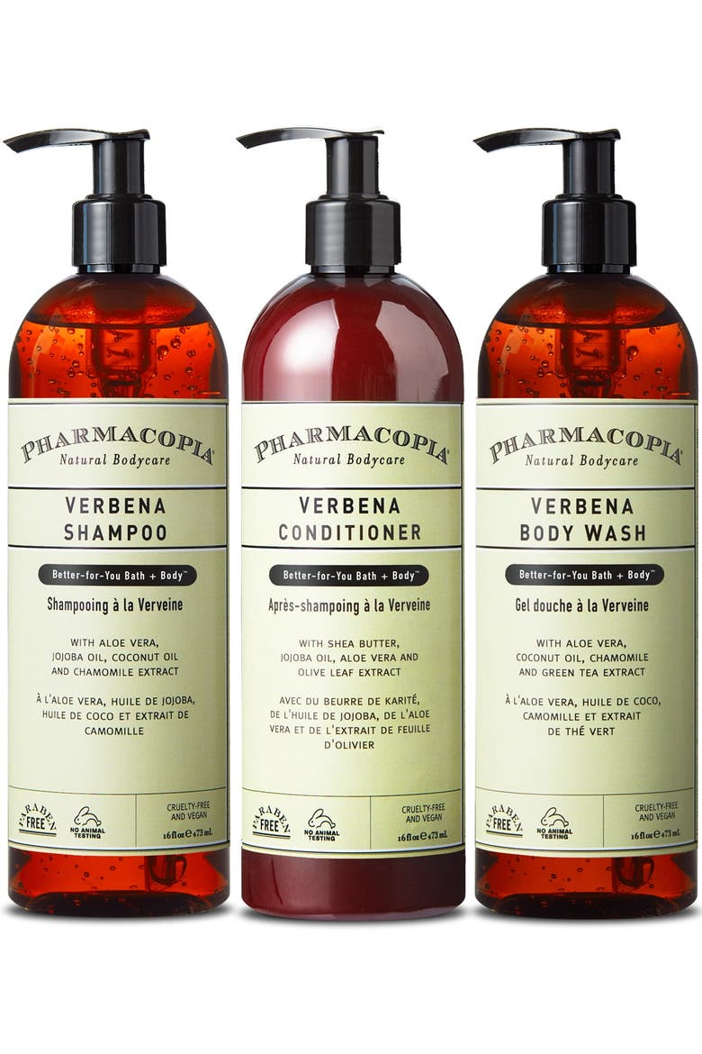 Verbena Shower Trio Bundle - Shampoo, Conditioner, Body Wash, Main, color, White