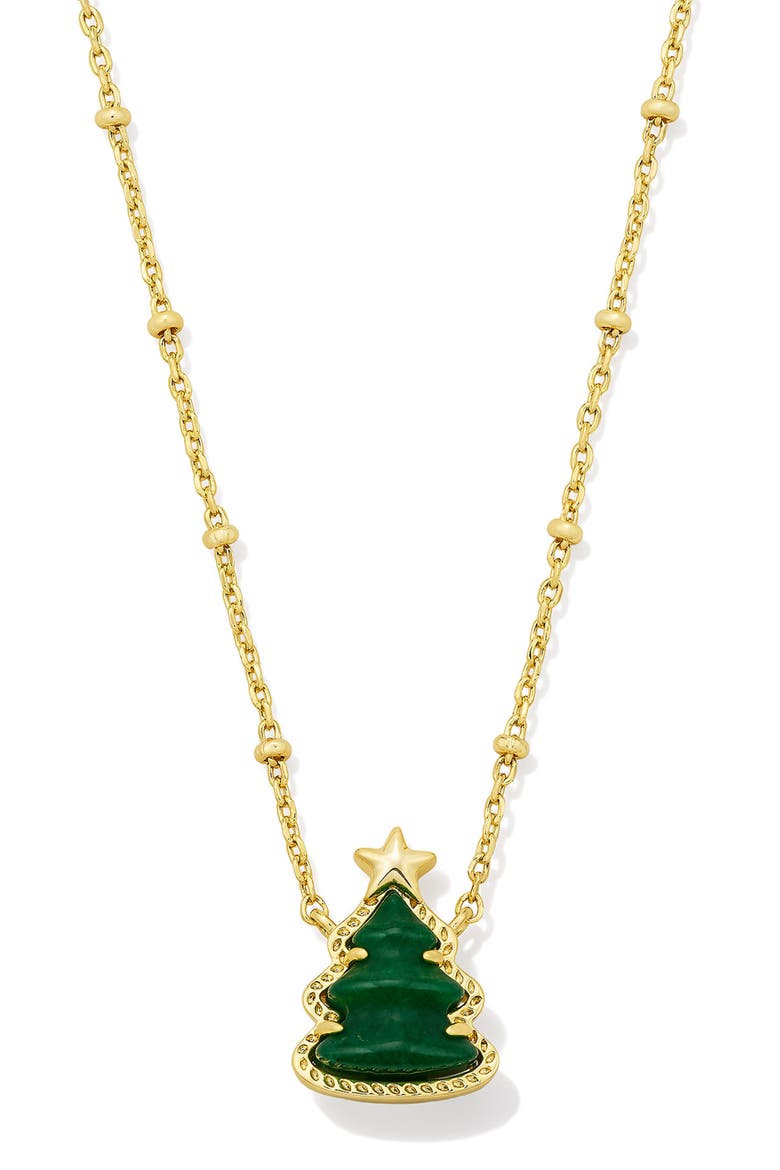 Holiday Tree Short Pendant Necklace, Main, color, GOLD GREEN QUARTZITE