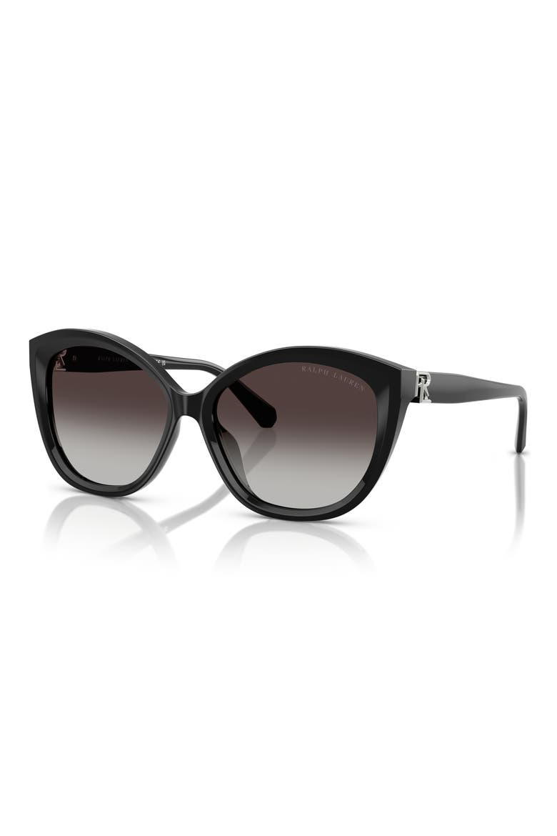 57mm Gradient Butterfly Sunglasses, Alternate, color, BLACK / GRADIENT GREY