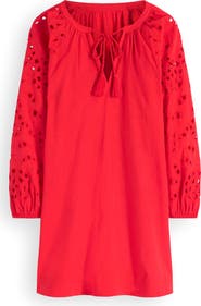 Boden Embroidered Long Sleeve Cotton Caftan