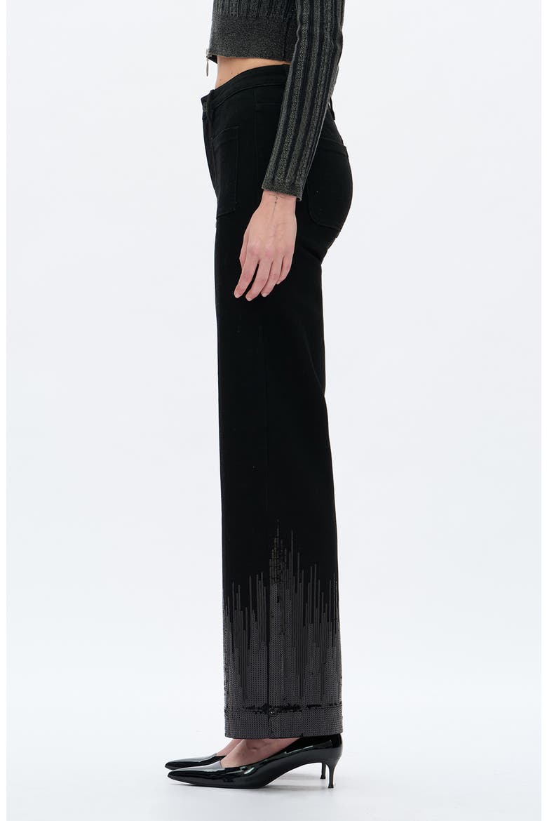 Sequin Wide Leg Pants, Alternate, color, BLACK