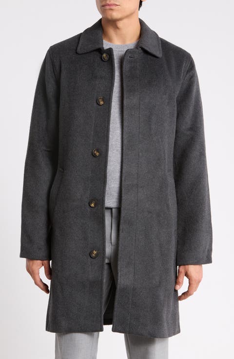 Wool Blend Button Front Coat