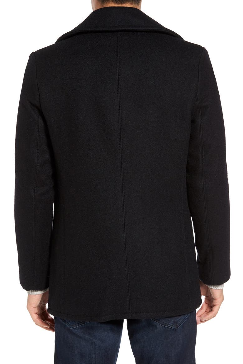 Slim Fit Wool Blend Peacoat, Alternate, color, MIDNIGHT BLUE