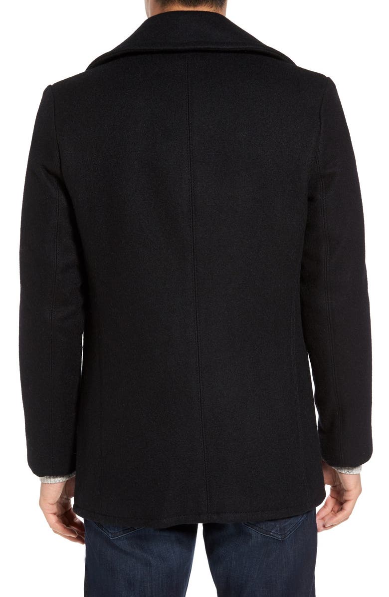 Schott NYC Slim Fit Wool Blend Peacoat, Alternate, color, Midnight Blue