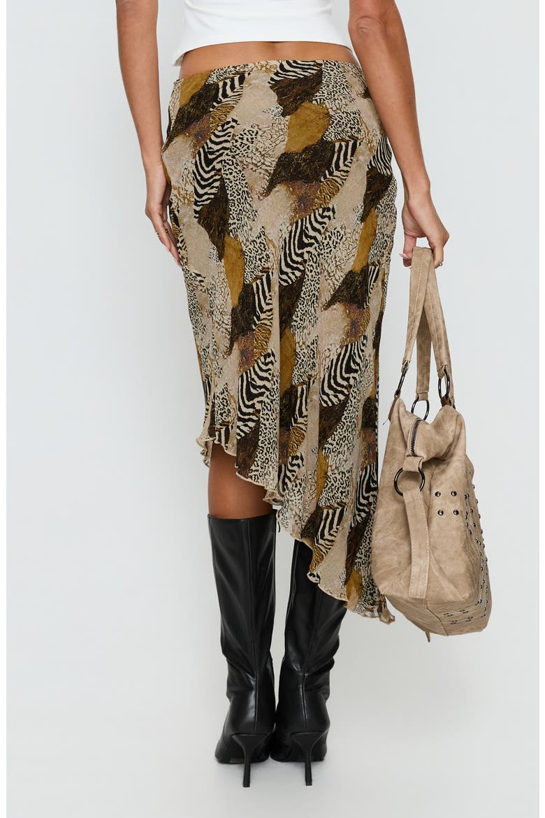 Suella Mixed Print Asymmetric Midi Skirt, Alternate, color, ANIMAL MULTI