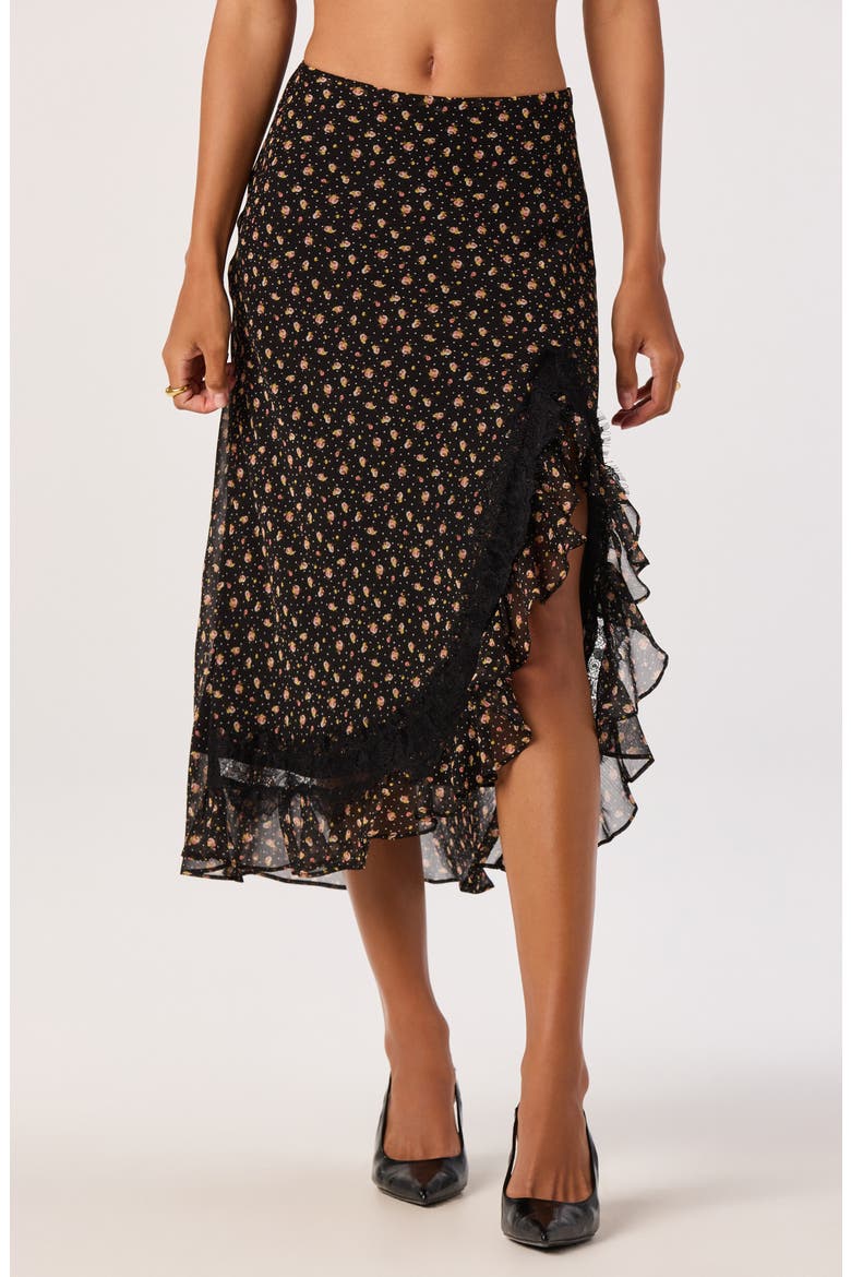 Maryjane Midi Skirt, Main, color, BLACK DITSY FLORAL