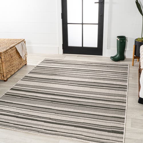 Jonathan Y Castara Wavy Stripe Modern Indoor/outdoor Area Rug In Cream/dark Gray