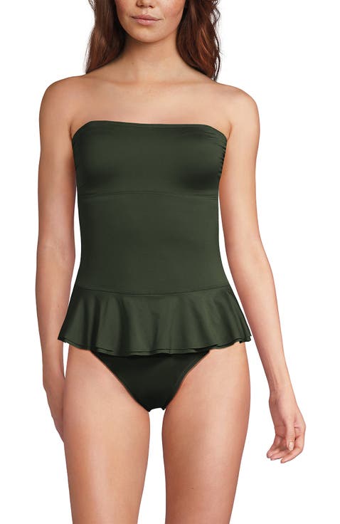 Sculpting Suit Ruffle Bandeau One Piece Swimsuit