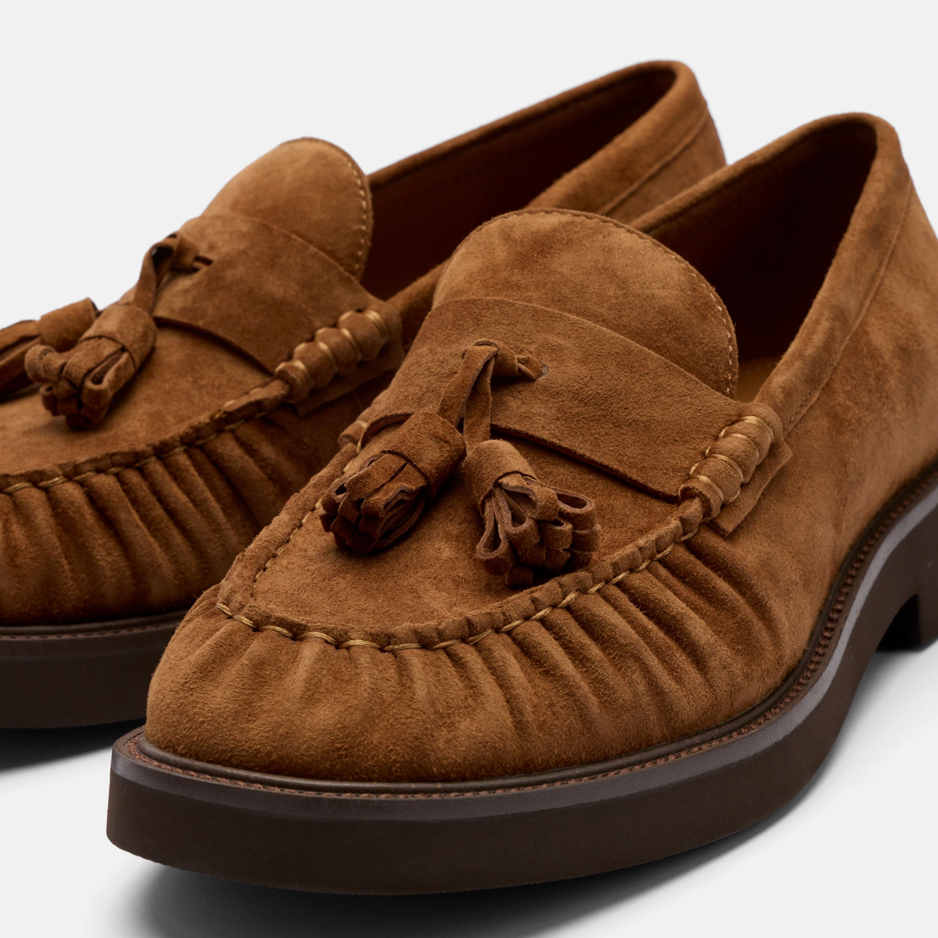 Ella Pleated Tassel Loafer, Alternate, color, Caramel