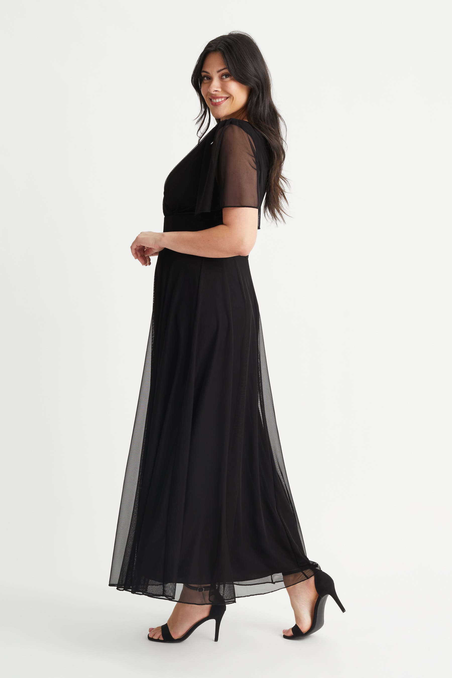 Isabelle Solid Angel Sleeve Maxi Dress - image 2