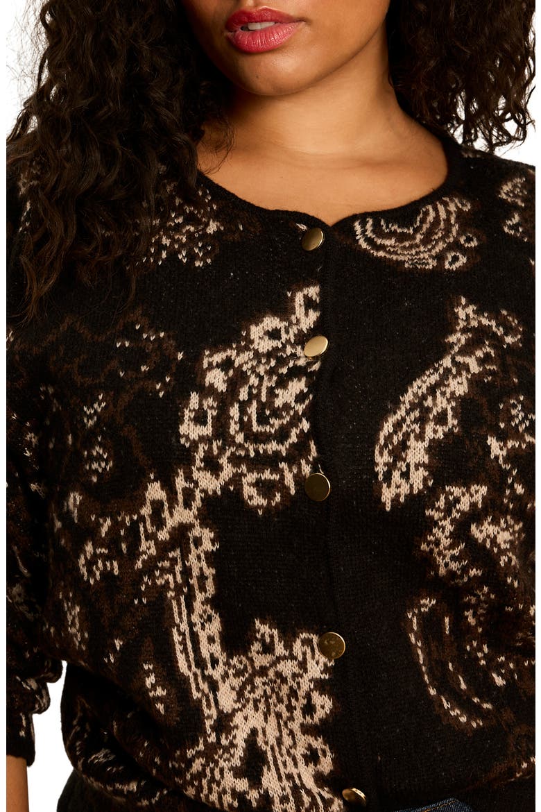 Paisley Jacquard Knit Cardigan, Alternate, color, BLACK PAISLEY