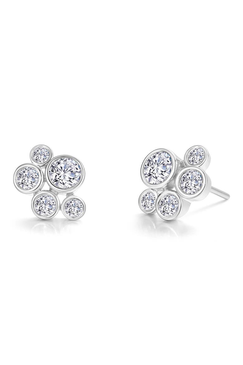 Bubble Cluster Simulated Diamond Bezel Stud Earrings, Main, color, WHITE/ SILVER