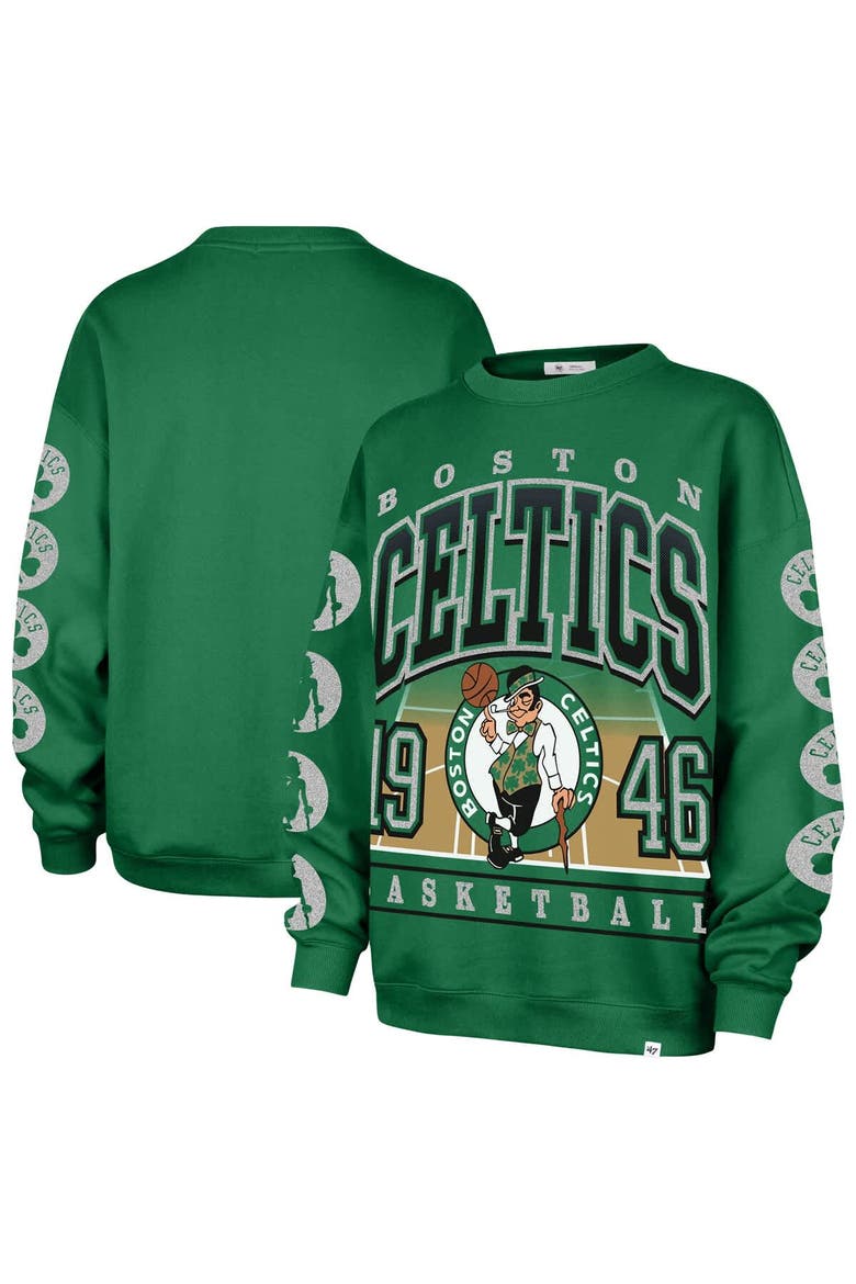 Women's '47 Kelly Green Boston Celtics Go Big Oversized Sweatshirt, Main, color, Kelly Green