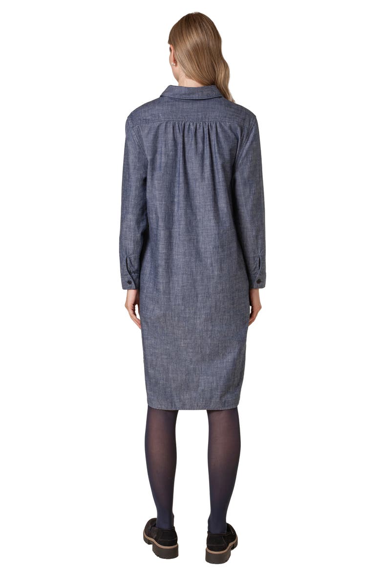 Chambray Long Sleeve Knee Length Dress, Alternate, color, Indigo