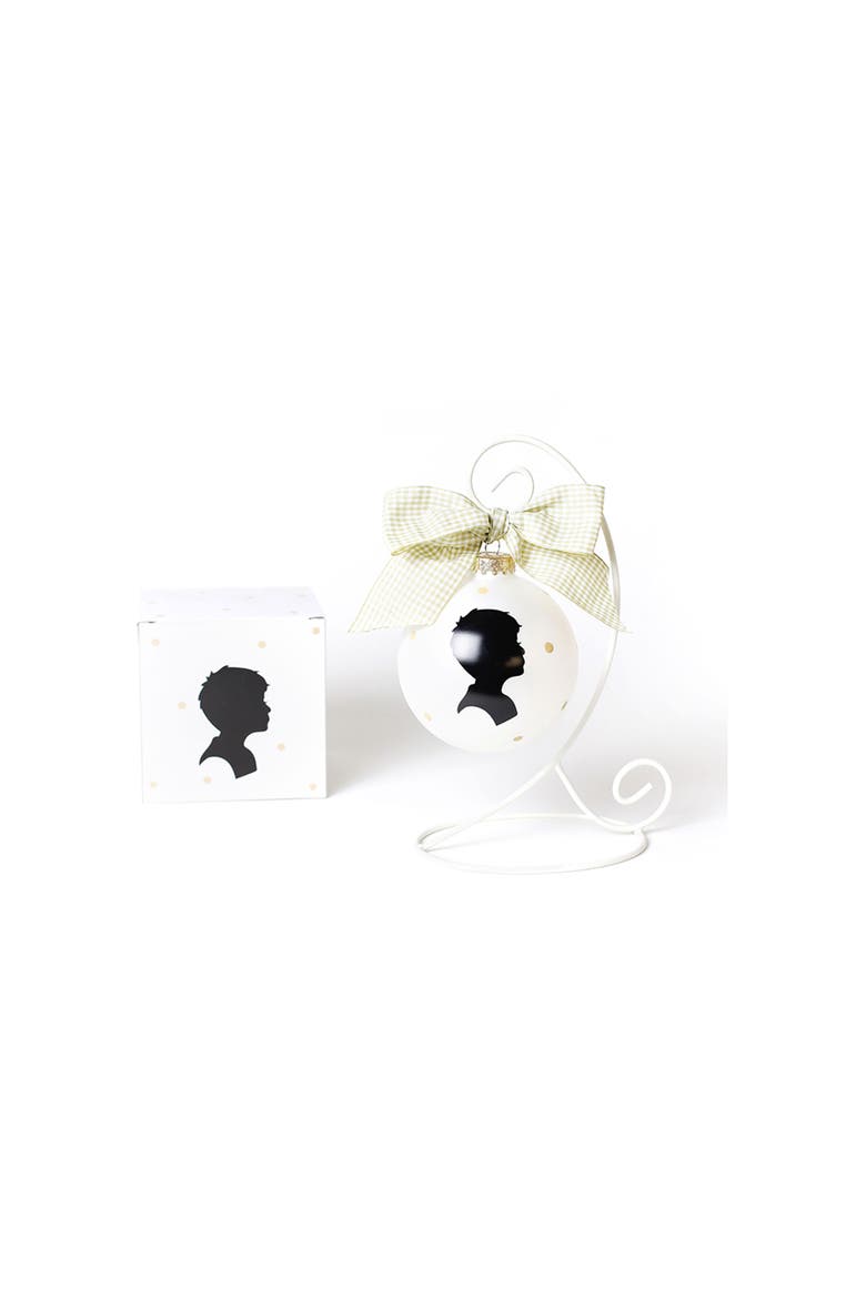 Boy Silhouette Glass Ornament with White Stand, Main, color, White