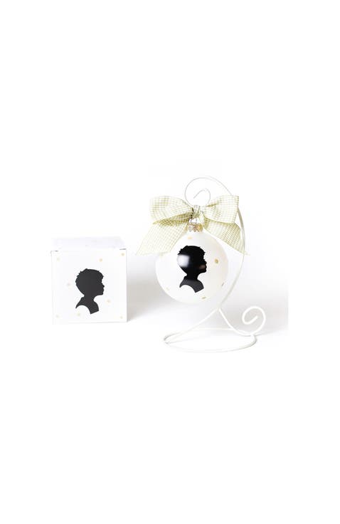 Boy Silhouette Glass Ornament with White Stand