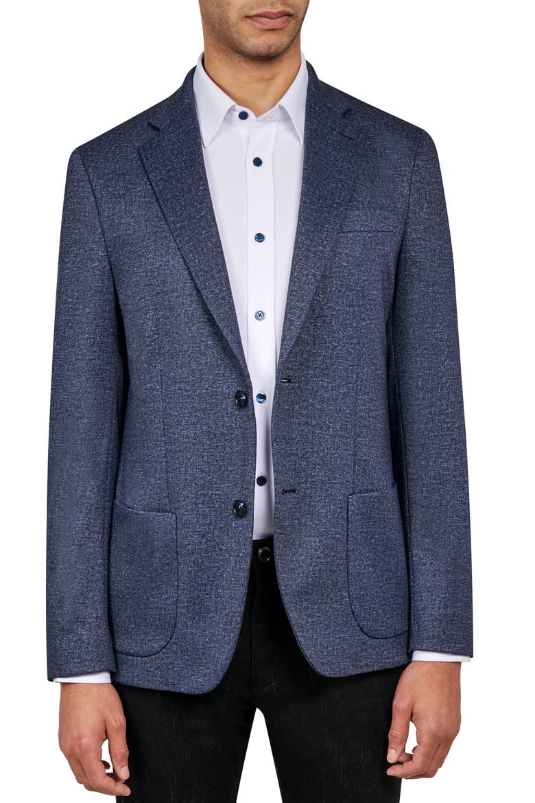 Slim Fit Textured Stretch Knit Sportcoat, Main, color, NAVY