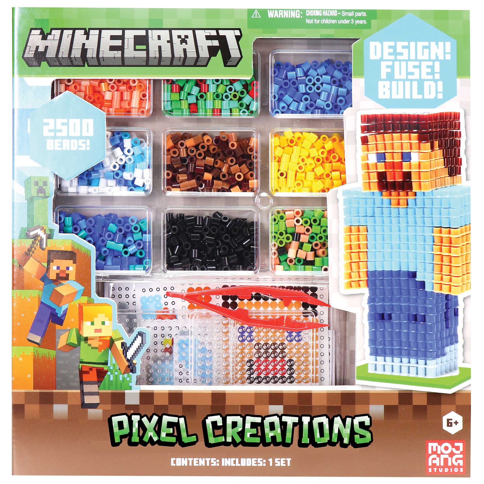 Tara Toy 3D Pixel Creations Minecraft 2500 Beads Kit, Diy 3D Character Set in Multicolored 