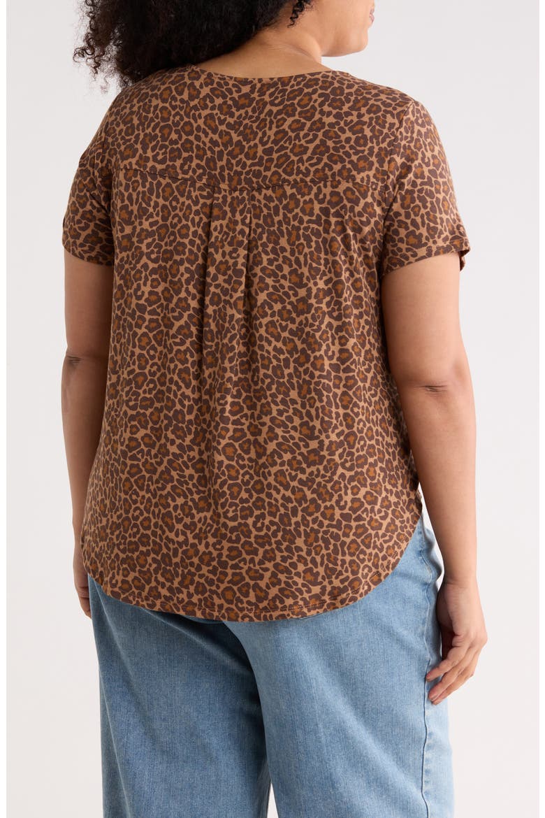 Short Sleeve High-Low T-Shirt, Alternate, color, BROWN LEOPARD