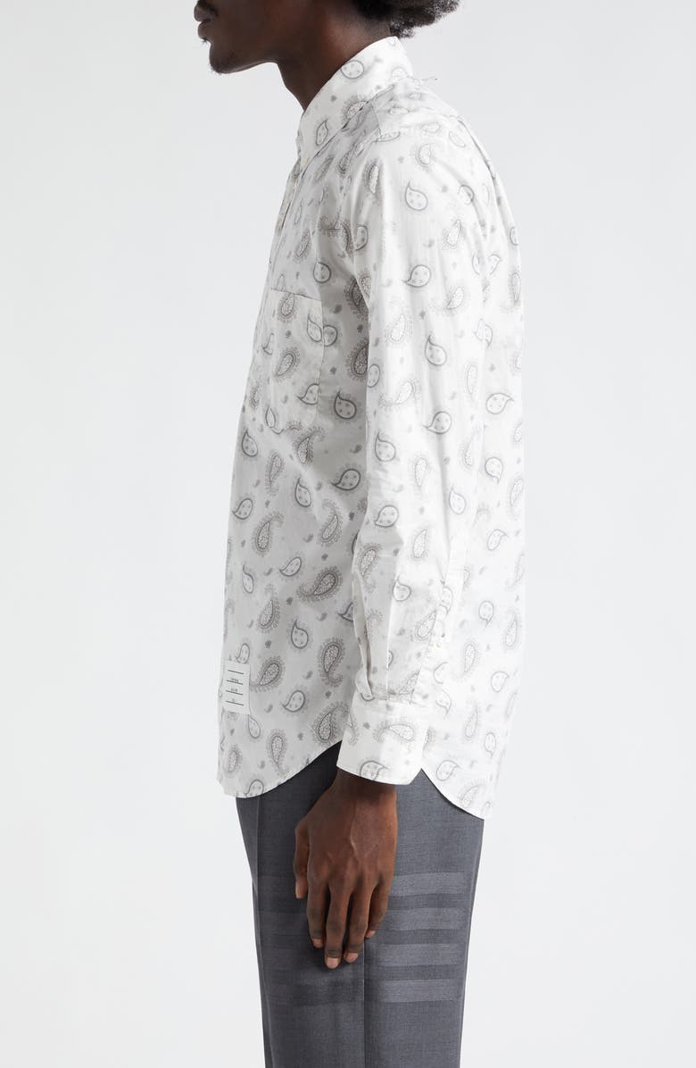 Thom Browne Paisley Straight Fit Cotton Button-Down Shirt, Alternate, color, 