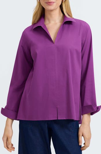 Foxcroft Agnes Split Cuff Popover Blouse | Nordstrom