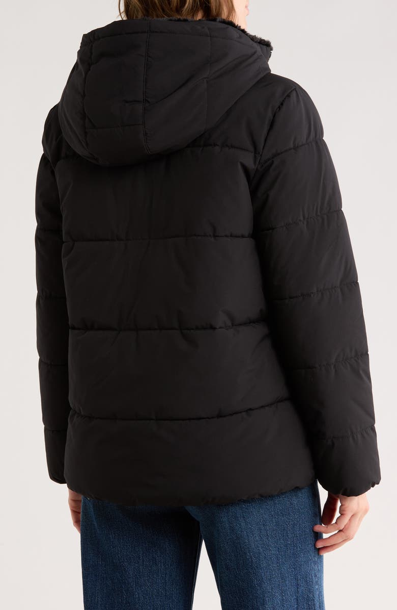 CALVIN KLEIN PERFORMANCE Faux Fur Lined Hood Puffer Jacket, Alternate, color, Black