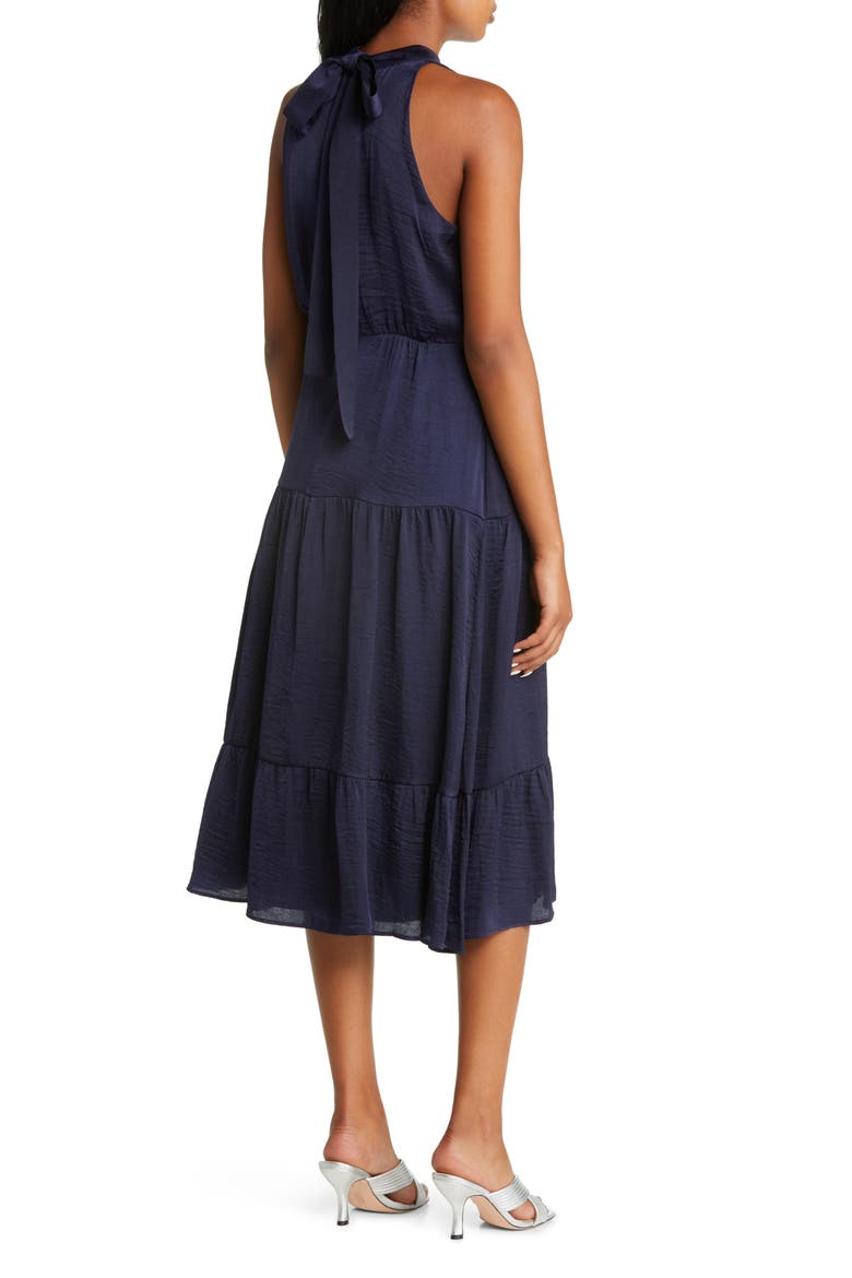 Sam Edelman Mock Neck Tiered Halter Midi Dress (Women)