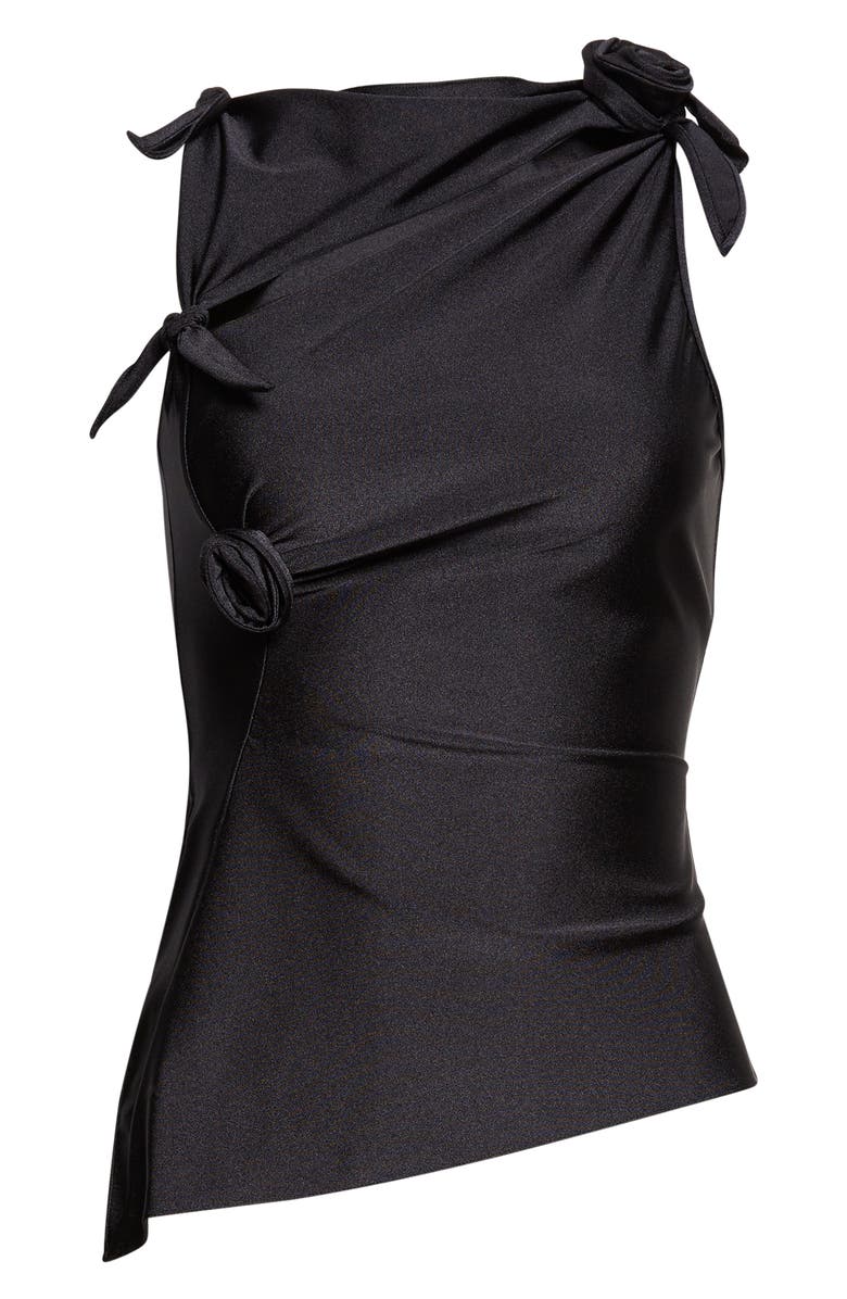 Coperni Rosette Cutout Asymmetric Jersey Top, Main, color, Black Blk