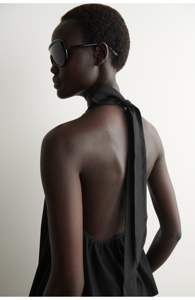 COS Open-back Halterneck Top, Alternate, color, Black