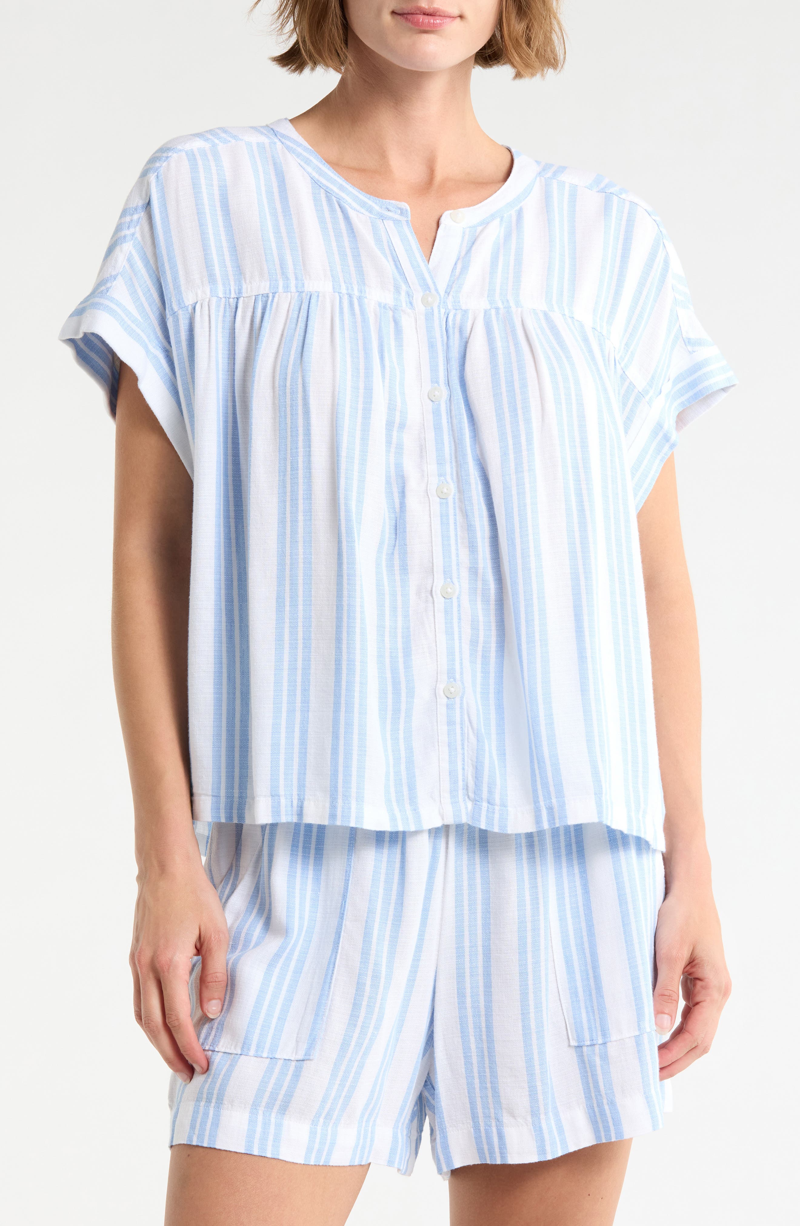 Splendid Short Sleeve Button-Up Top