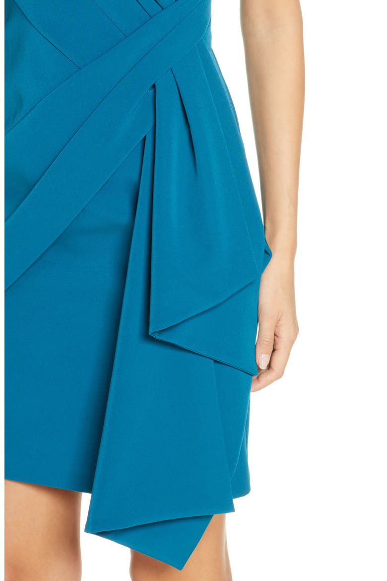 Side Drape Laguna Crepe Cocktail Dress, Alternate, color, TEAL