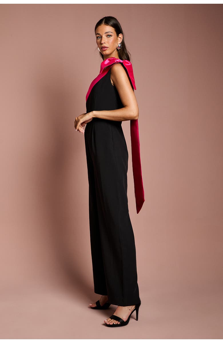 Coast Bow One Shoulder Wide Leg Jumpsuit, Alternate, color, Black