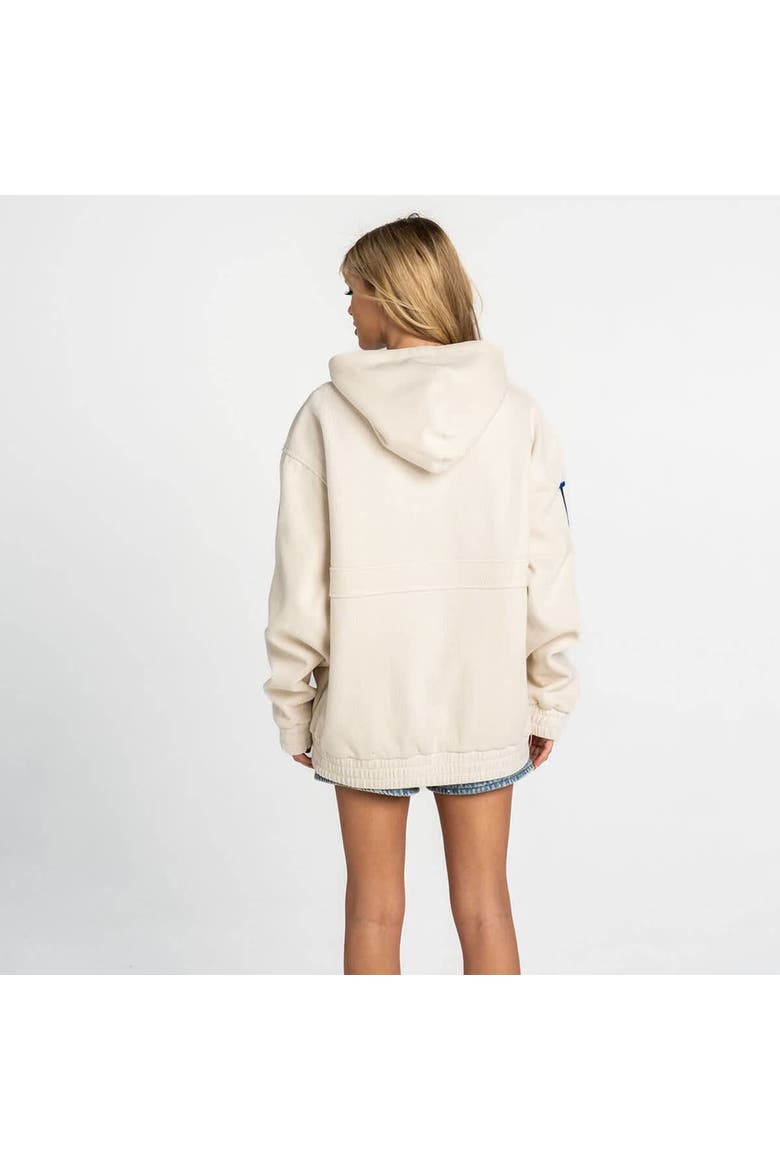 Women's The Wild Collective  Cream Los Angeles Dodgers Oversized Cord Hoodie, Alternate, color, Cream