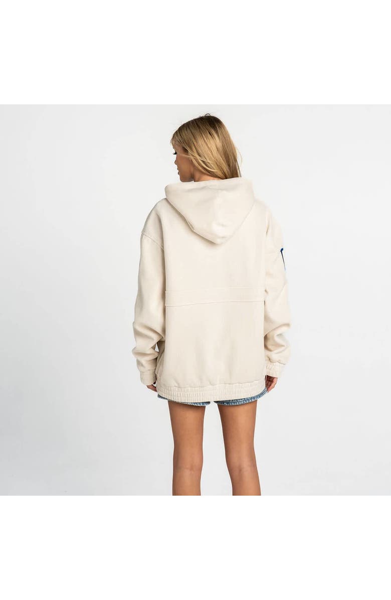 THE WILD COLLECTIVE Women's The Wild Collective  Cream Los Angeles Dodgers Oversized Cord Hoodie, Alternate, color, Cream