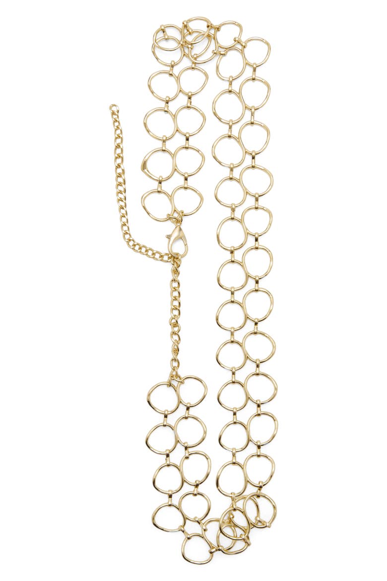Double Ring Metallic Chain Belt, Alternate, color, GOLD