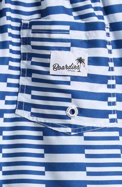 Boardies Kids' Mixed Stripe Swim Trunks In Navy/white