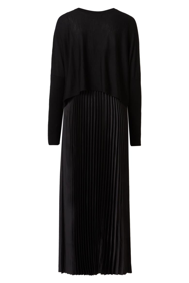 Lori Pleated Slipdress & Sweater, Alternate, color, BLACK