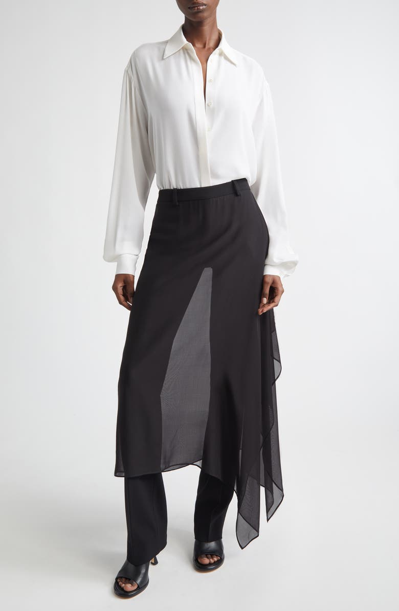 Michael Kors Collection Veiled Stretch Virgin Wool Trousers, Alternate, color, Black