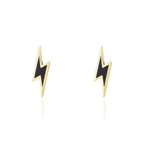 The Lovery Fine Jewelry Lightning Bolt Black Enamel Stud Earrings