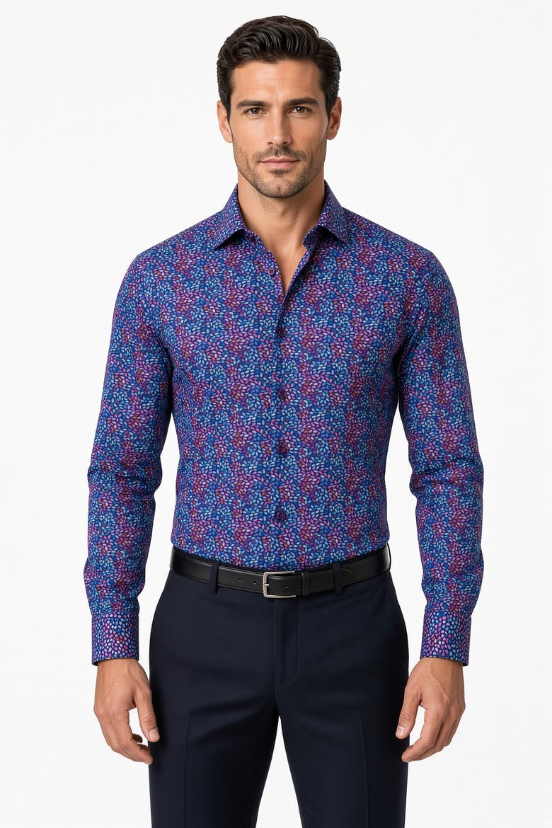 Bitto Print Button-Up Long Sleeve Shirt, Alternate, color, White Multicolor