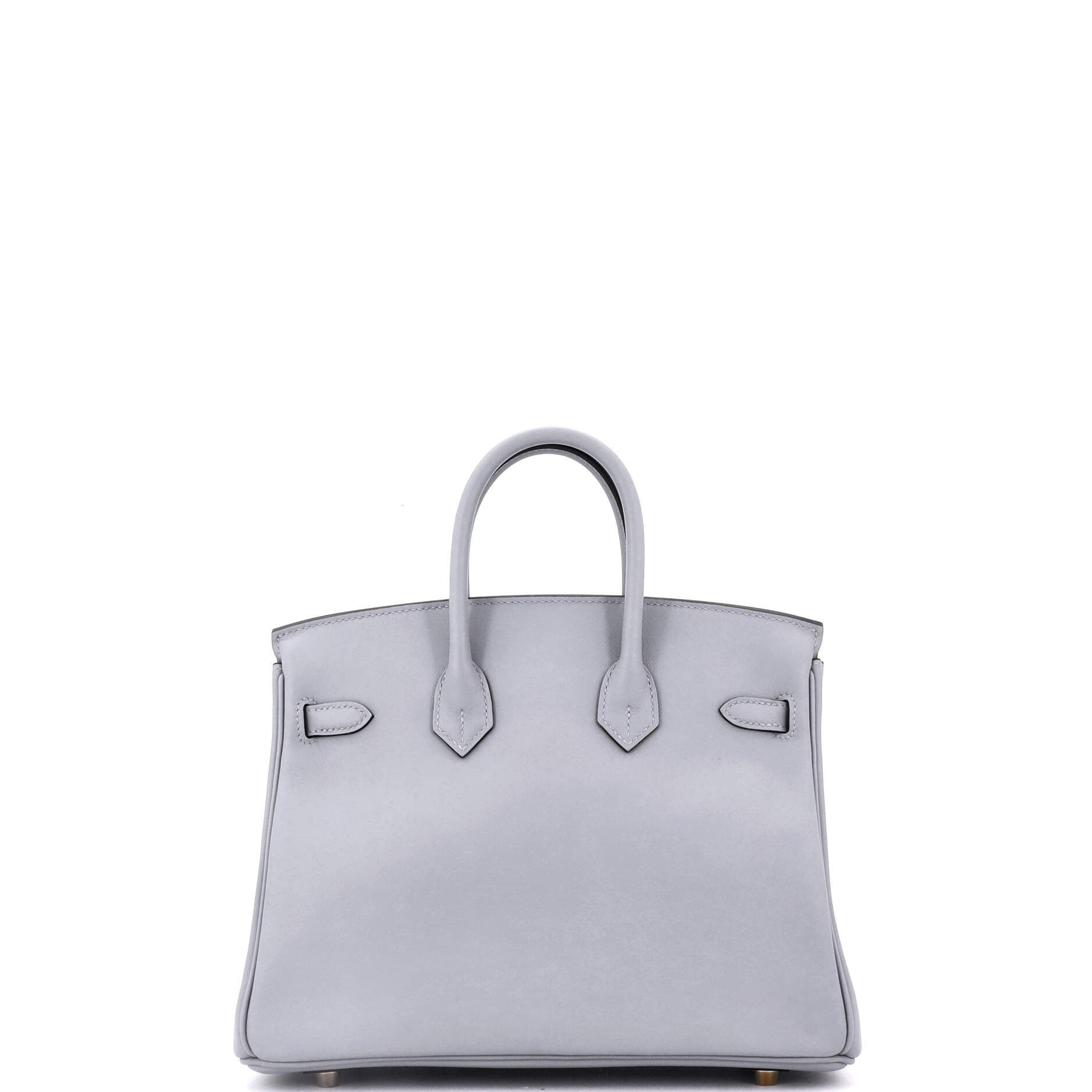 Pre-Owned Hermes Birkin Handbag Grey Swift with Permabrass Hardware 25, Alternate, color, 
