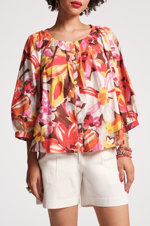 Zoe Top Sun Floral Cotton Poplin