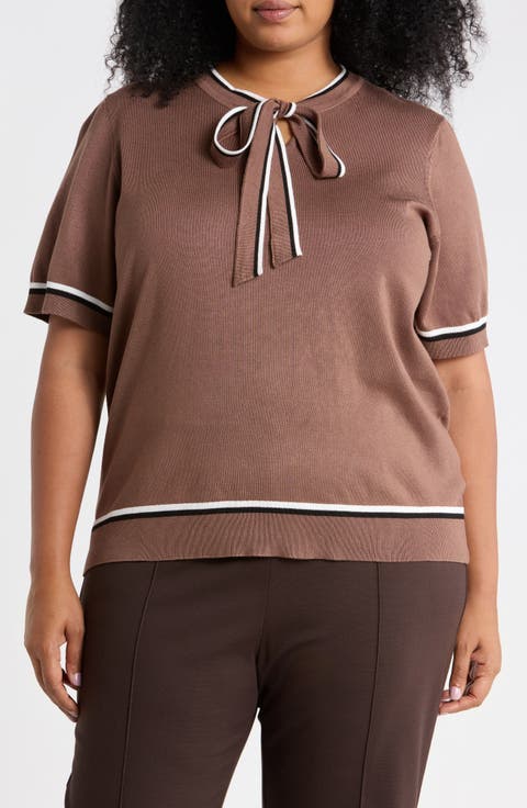 Double Tip Tie Neck Sweater