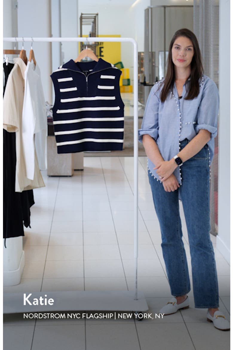 Stripe Sleeveless Half Zip Sweater video