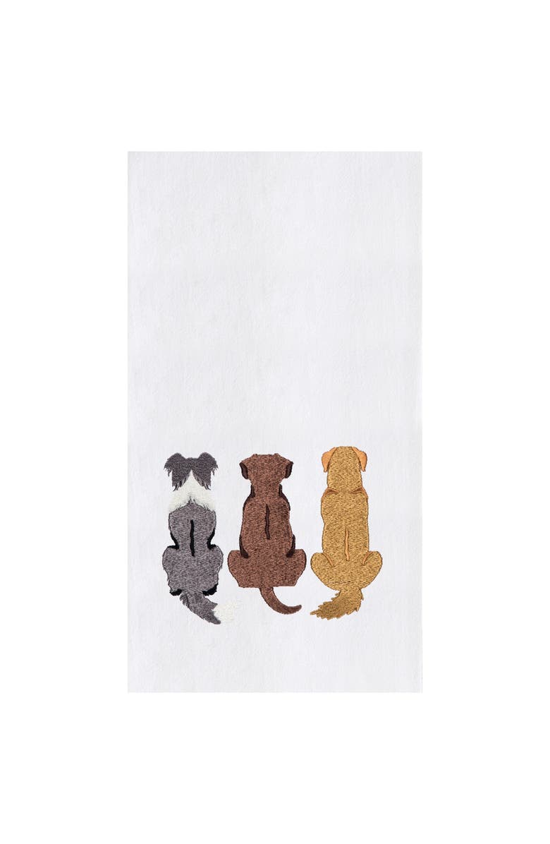 C&F Home Dog Tails Trio Kitchen and Bathroom Embroidered Waffle Hand Towel, Main, color, Brown